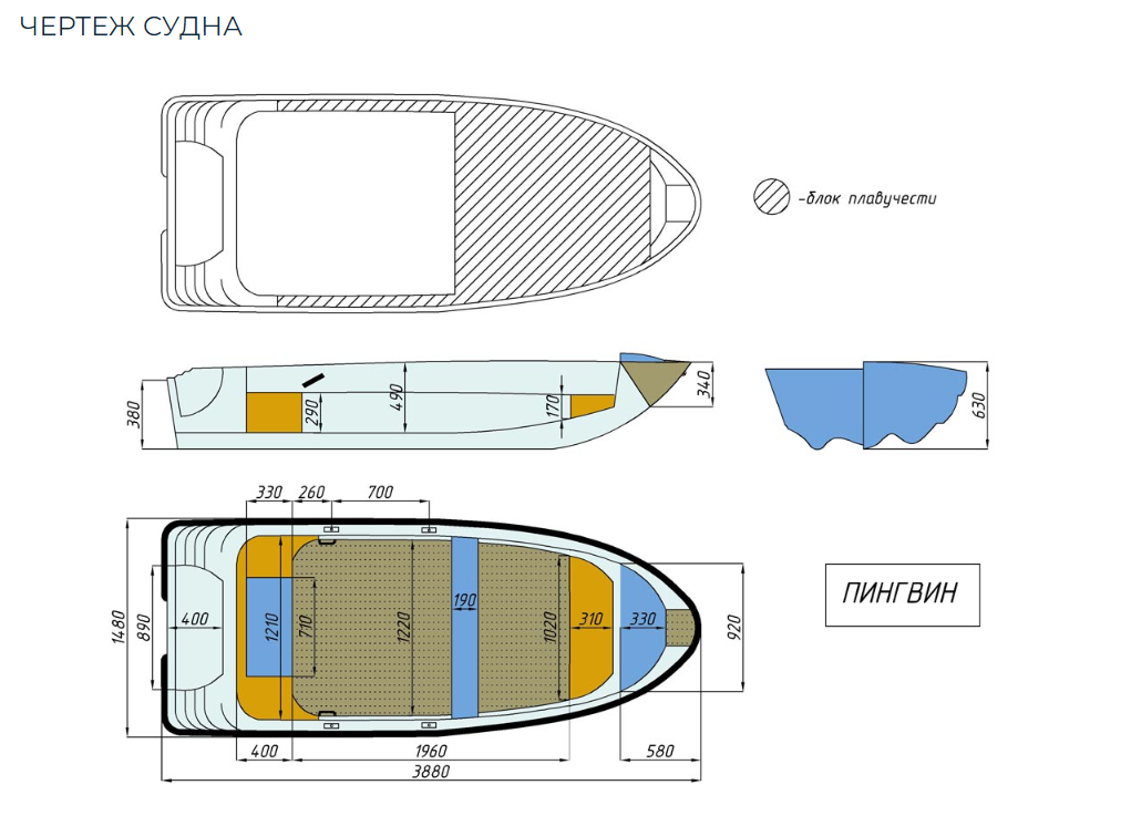 Стеклопластиковая лодка Пингвин (тримаран) в Липецке
