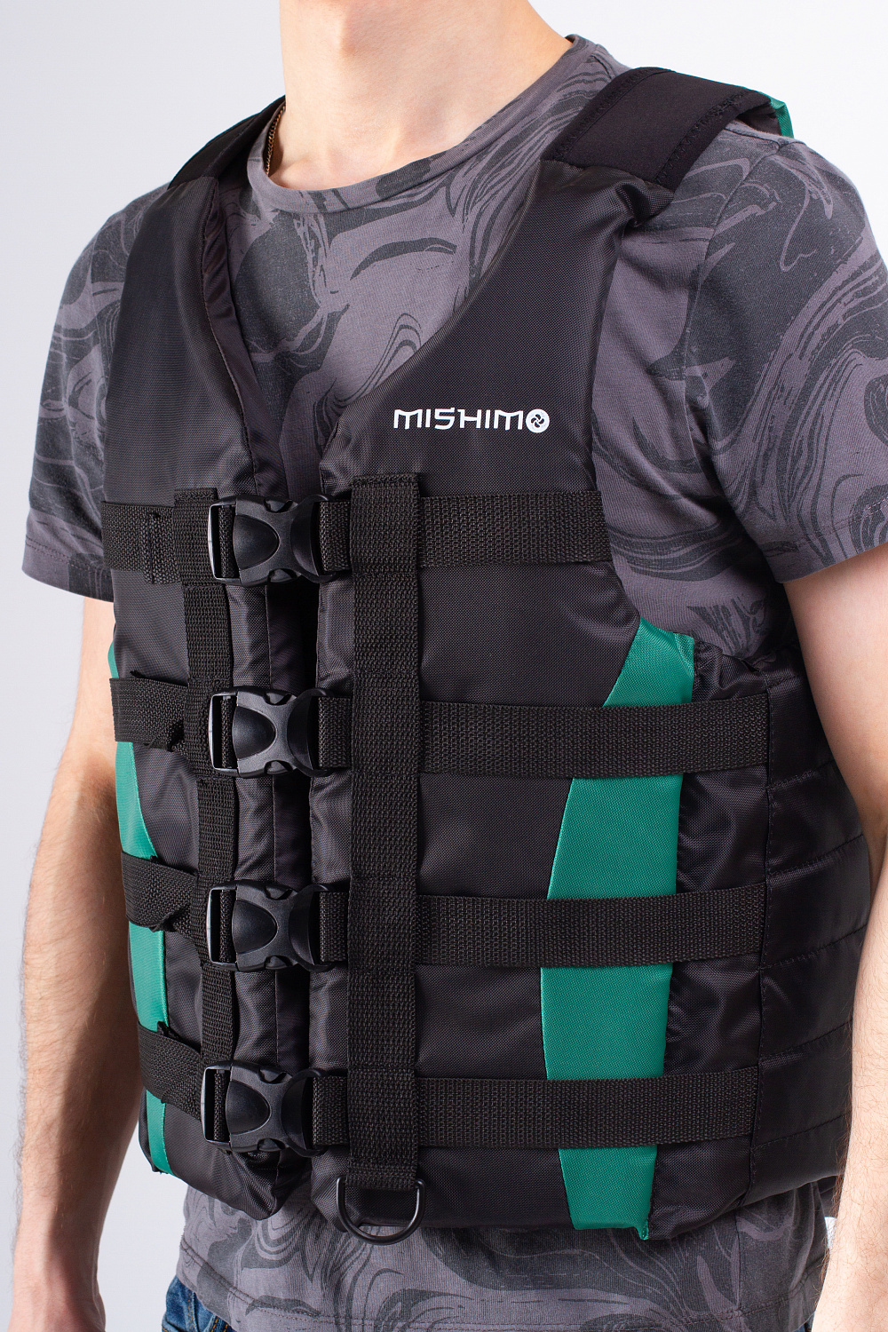 Жилет спасательный MISHIMO PRO Премиум качества Черно-зеленый в Липецке